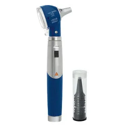 Otoskop HEINE mini 3000 LED F.O., 2,5V, blau, mit Ladegriff, Einweg-Tips, Lasergravur