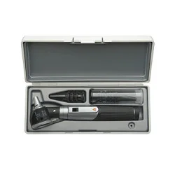 Otoskop HEINE mini 3000 LED F.O., 2,5V, blau, mit Batteriegriff, Tips, Etui, Lasergravur