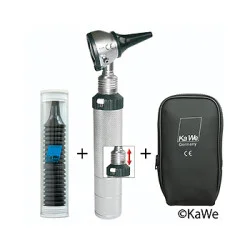 Otoskop EUROLIGHT C30, mit CLIC-Verschluss, inklusive Tasche und je 10 Ohrtrichtern, mit Gravu