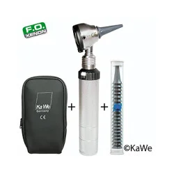 Otoskop EUROLIGHT F.O.30 2,5V, Set, mit Batterie-/ Ladegriff, Tasche, 10 Ohrtrichtern und Gravur