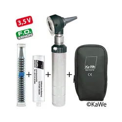 Otoskop COMBILIGHT F.O. 30, 3,5 V mit Ladegriff und Ohrtrichtern, mit Lasergravur