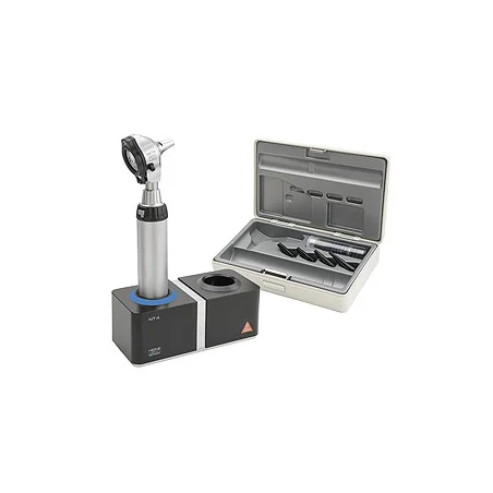 Otoskop HEINE BETA 200 F.O. LED, mit Ladegriff, Tips, Ladegerät, Lasergravur