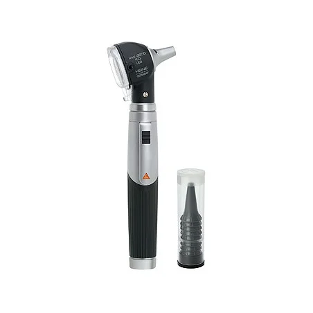 Otoskop HEINE mini 3000 LED F.O., 2,5V, schwarz, mit Ladegriff, Einweg-Tips