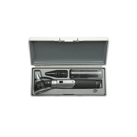 Otoskop HEINE mini 3000 LED F.O., 2,5V, blau, mit Batteriegriff, Tips, Etui, Lasergravur