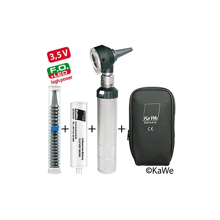 Otoskop COMBILIGHT F.O. 30 LED high power mit Ladegriff und Ohrtrichtern, mit Lasergravur