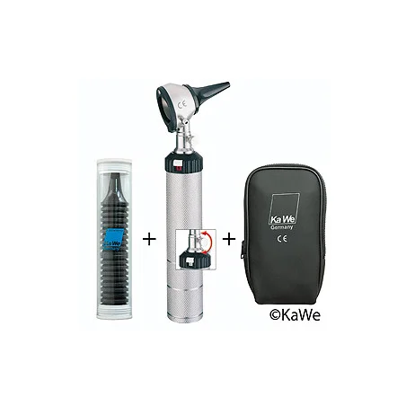 Otoskop EUROLIGHT C10, mit Schraubverschluss, inklusive Tasche und je 10 Ohrtrichtern, mit Gravu