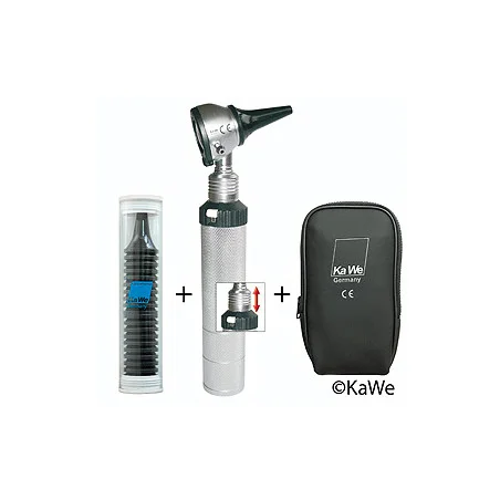 Otoskop EUROLIGHT C30, mit CLIC-Verschluss, inklusive Tasche und je 10 Ohrtrichtern, mit Gravu