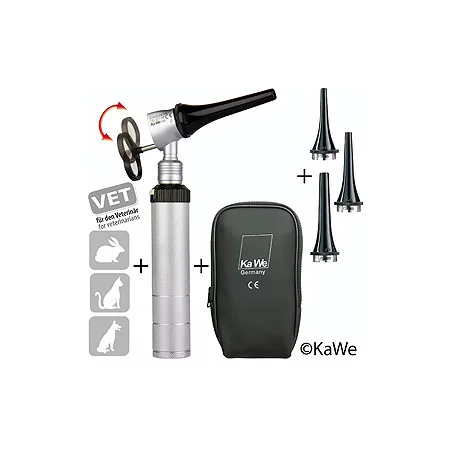 EUROLIGHT® VET C30 OP Otoskop inklusive 3 Vet Dauer-Ohrtrichter mit Lasergravur