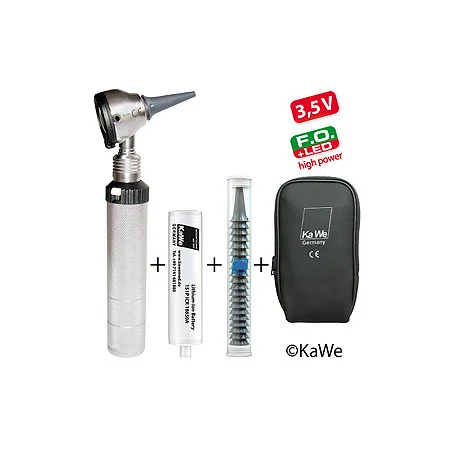 Otoskop EUROLIGHT F.O. 30 LED 3,5 V high power mit Ladegriff und Ohrtrichern