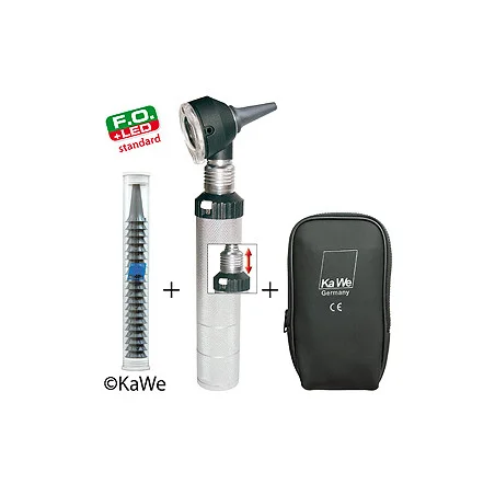 Otoskop COMBILIGHT F.O. 30 LED mit Batteriegriff und Ohrtrichtern, mit Lasergravur