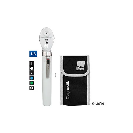 Ophthalmoskop PICCOLIGHT E56, 2,5 V, stone, Blaufilter, USA-Version, mit Lasergravur