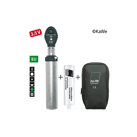 Ophthalmoskop  EUROLIGHT E36, 3,5 V, EU-Version, mit Ladegriff und Akku, in Reißverschlusstasche