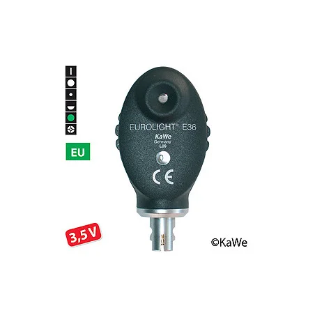 Ophthalmoskop-Kopf EUROLIGHT E36, 3,5 V,  EU-Version mit 6 Blenden