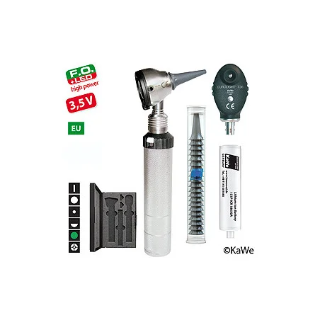 Diagnostik-Set, Otoskop EUROLIGHT F.O.30 LED und Ophthalmoskop E36 (EU) 3,5V mit Zubehör und Gravur
