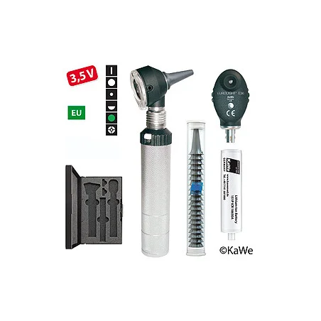 Diagnostik-Set, Otoskop COMBILIGHT F.O.30 und Ophthalmoskop E36 (EU) 3,5V mit Zubehör und Gravur