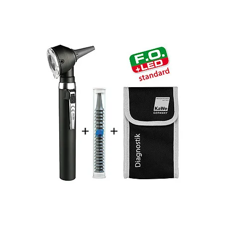 Otoskop PICCOLIGHT F.O. LED standard, 2,5 V, night inklusive Tasche, Ohrtrichter und Lasergravur
